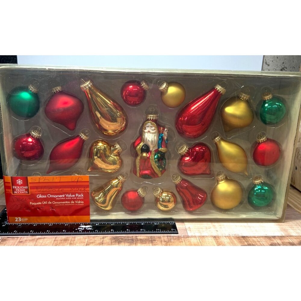 Holiday Home Accents Glass Ornament Value Pack 23 Piece Christmas Decor Set
